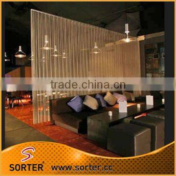 Metal coil drapery curtain member lounge screen room divider