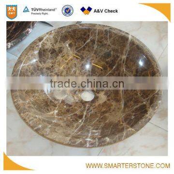 Dark emperador marble bathroom sink round basin for bathroom