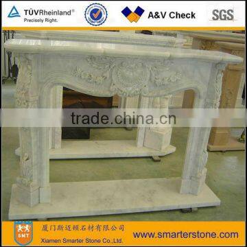 White Marble Tile Fireplace Surround