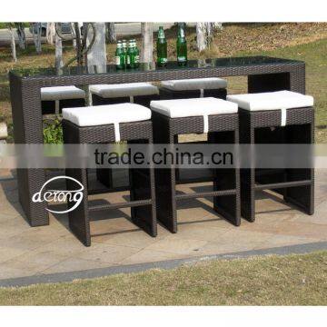 China Luxury outdoor furniture hotel & resort bar furniture wicker bar table and bar stools manufacturer table and chairs