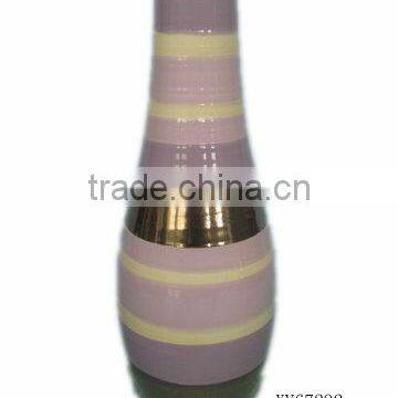 Ceramic striped purple vase