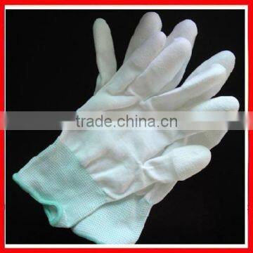 White PU white nylon inspection gloves