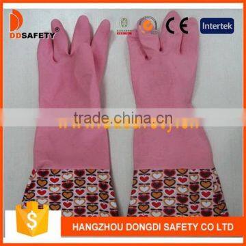 DDSAFETY Flower Pattern Latex Household Gloves Safety Gloves