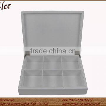 Gray 6 compartment solid wooden tea box packing box
