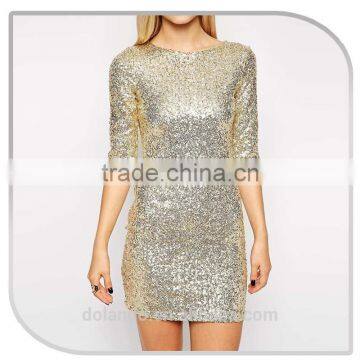A SOS Mid Sleeve All Over Sequin New Fashion Elegant Christmas Party Dress photo-5