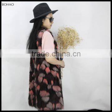 Fully Lined Open Front Fashion Multicolor Faux Fur Vest photo-3