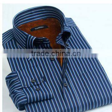 Mens winter stripe long sleeve shirt fashion style shirt business shirt thick cotton shirt