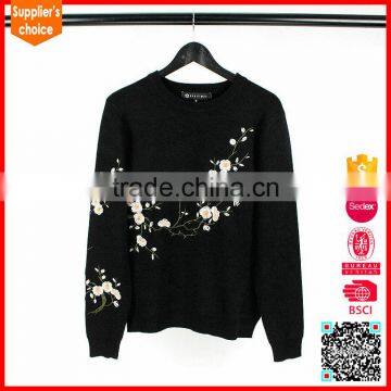 Hot selling long sleeve jacquard men's 100% cashmere sweater