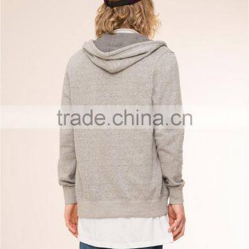 Wholesale Fashion Custom Grey Plain Men Elongated Hoodie photo-2