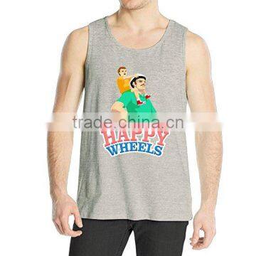 Custom Mens Printed Cotton Silk Tank Top photo-4