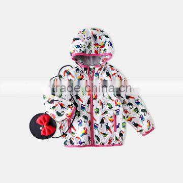 S60598B Woodpecker Printed Hooded Jacket Baby Girls Outwear photo-2