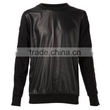 Wholesale Plain Zip Custom Made Men Leather Hoodies photo-2