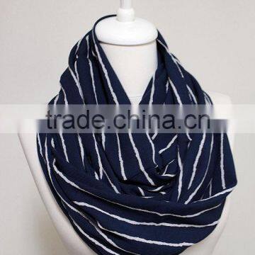 White Stripes on Navy Blue Infinity Scarf, Loop Scarf Circle Scarf Gift Ideas for Her, Spring - Summer - Fall - Winter Session photo-2