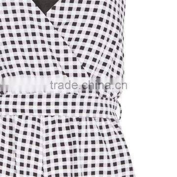 White Cut Away Slit Back Plaid Print Romper Playsuit photo-6