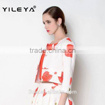 Latest Floral o Neck Designed Casual Trendy Ladies Suit Design Jackets photo-3