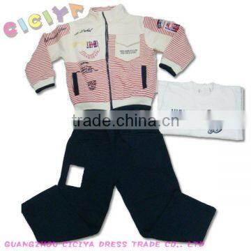 Sport pajamas design for winter teen boy's fleece 3pcs clothing sets