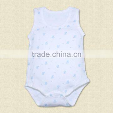 Wholesale Baby Girls Boys 100% Cotton Infant Floral Print Custome Romper Onesie no Sleeve Bodysuit photo-4