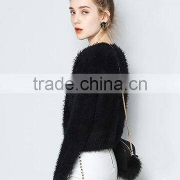 Lady Custom Plain Soft Fuzzy Mohair Fitted Sweater Pullover With High Quality photo-4