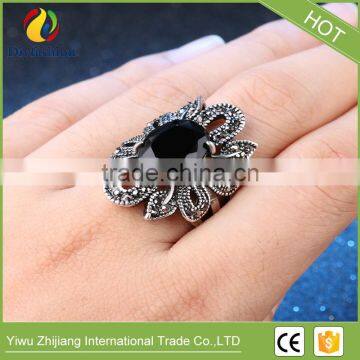 Punk Rock Hollow Out Jewelry Mens Ring Vintage Jewelry Finger Rings Luxury Black Resin Stones Retro Ring photo-6