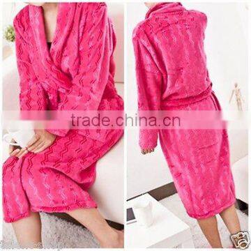 Ladies Women Girl Hot Pink Blue Terry Towelling Shawl Collar Bath Robe Dressing