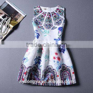 Multi Color Girl Flower Printed Princess Holiday Dress/ Girl Sleeveless Knee Length Princess Dress/new Design Girl Printed Dress photo-4