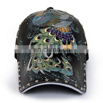 Unique Design Unisex Spring Summer 3D Print Baseball Caps Men Brim Hats Personality Studs Rivet Cap