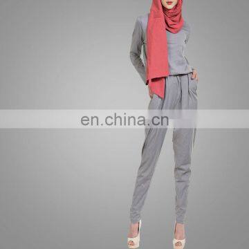 Modest Ladies Office Wear Jumpsuits Muslim Women Model Kebaya Modern Cotton /Cotton Jersey Islamic Jumpsuits photo-3