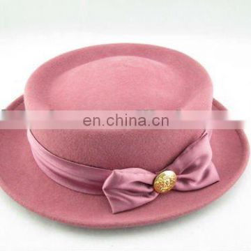 100% Wool Felt fedora hats for women flat top pork pie hat