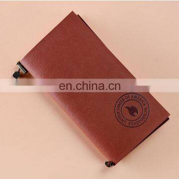 China factory wholesale custom leather cover brown kraft paper notebook with logo printing