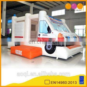 AOQI new design bus model inflatable bounce for kids for sale