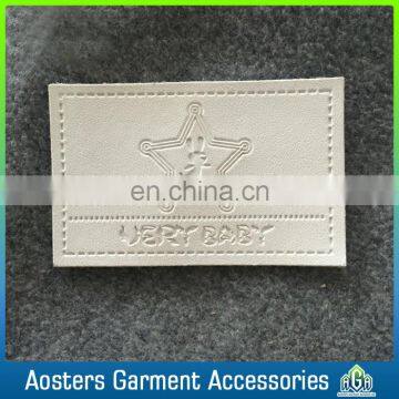 Hand Made Custom Hot Pressing Jeans Leather Label Design White Leather Label photo-3