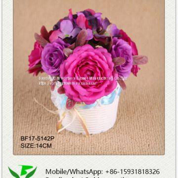 14cm Artificial Rose and Hydrangea Flower Arrangement