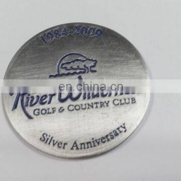 Golf Souvenir Iron Coin in Die Cast Process, Antique Silver Plating and Soft enamel technique