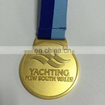 Brass die struck gold plating brass Medal sandblasting medal custom made sports event medal