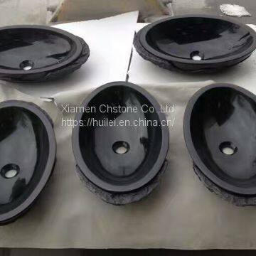 China Black Marble Sinks,Black Marqunia Marble Round Sinks, Marble Basins