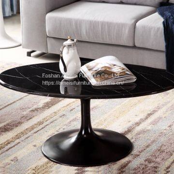 Modern Fiberglass base marble oval tulip dining table