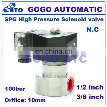 GOGO 0.5-100bar SS304 3/8 1/2 Inch High Pressure Solenoid Valve 12V DC Orifice 10mm N.C Stainless Steel Water Wash Pump Valve photo-3