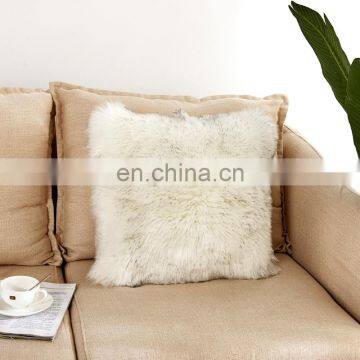 High Quality Trendy Square Bolster Fur Sheepskin Pillow Amazon photo-3