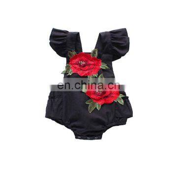 flower pattern fly sleeve Toddlers Soft Newborn Bodysuit wholesale Girls Romper