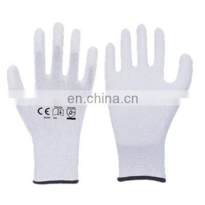 13 Gauge Polyester Liner Work Gloves Polyurethane Coating for Gardening Electronics Industry