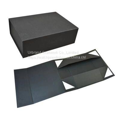 One Piece Folding Box Black and White Box Folding Magnet Flap Box Can be Customized Logo photo-3