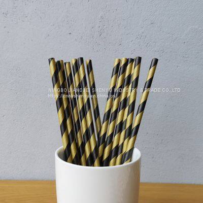 Black And Brown Big Striped Drinking Paper Straws 2021