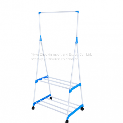 Movable floor horizontal bar type stainless steel coat rack drying rack