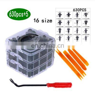 Hot Sale 630PCS Plastic Fasteners For General Purpose Automobile With Three-Layer Plastic Box