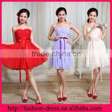 Simple Sweetheart Neckline Chiffon with Sash Knee Length Latest Evening Short Dress