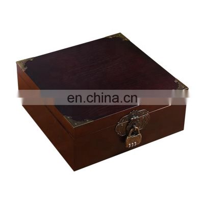 vintage style wooden jewelry gift box with lock and key home decoration wood sundries storage boxes