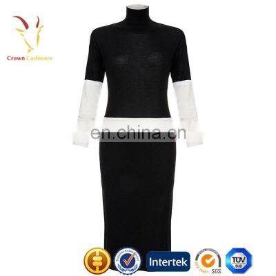 Fashion Two Color Winter Long Sleeve Turtleneck Slim Fit Sweater Dress photo-2