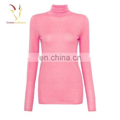 Latest Design Pink Cashmere Jumper Ladies 100% Cashmere Sweater Pullover