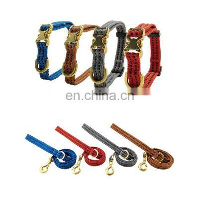 Wholesale cotton dog collar with metal buckle accept custom color durable and washable collar and leash for dog