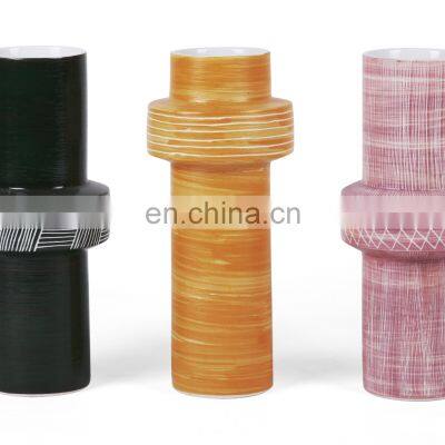 Nordic Creative Simple Hand Made Cylindrical Flower Arrangement Decoration Colorful White Ceramic Vase photo-2